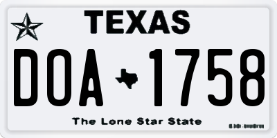 TX license plate DOA1758