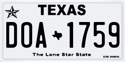 TX license plate DOA1759