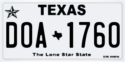 TX license plate DOA1760