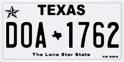 TX license plate DOA1762