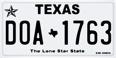 TX license plate DOA1763
