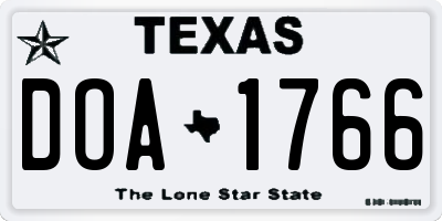 TX license plate DOA1766