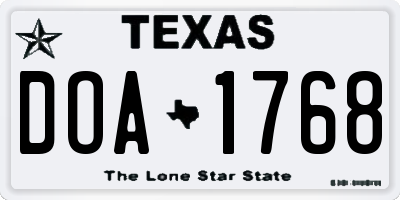 TX license plate DOA1768