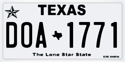 TX license plate DOA1771