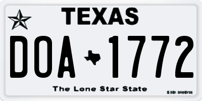 TX license plate DOA1772