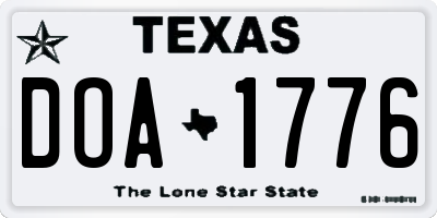 TX license plate DOA1776