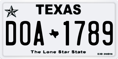 TX license plate DOA1789