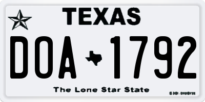 TX license plate DOA1792