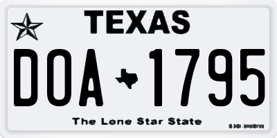 TX license plate DOA1795