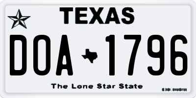 TX license plate DOA1796
