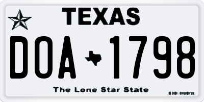 TX license plate DOA1798
