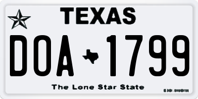 TX license plate DOA1799