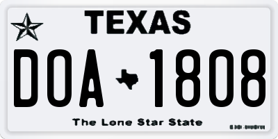 TX license plate DOA1808
