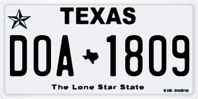 TX license plate DOA1809
