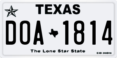 TX license plate DOA1814