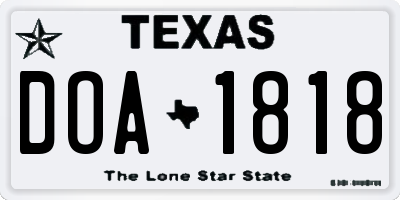 TX license plate DOA1818