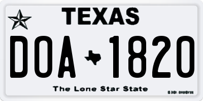 TX license plate DOA1820
