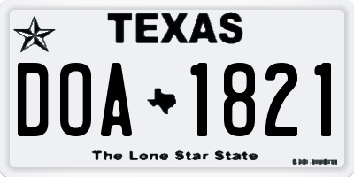 TX license plate DOA1821