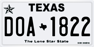TX license plate DOA1822