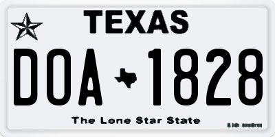 TX license plate DOA1828