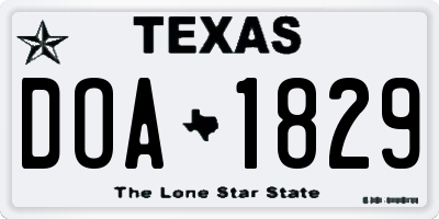 TX license plate DOA1829