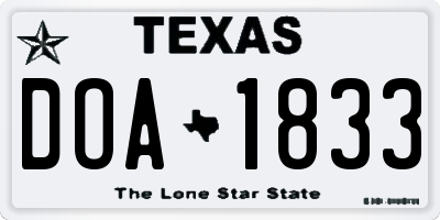 TX license plate DOA1833