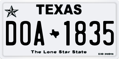 TX license plate DOA1835