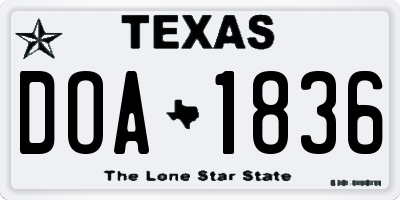 TX license plate DOA1836
