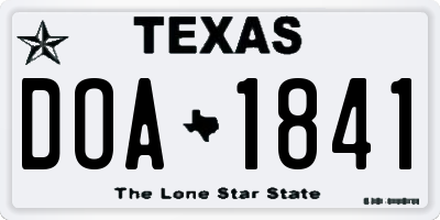 TX license plate DOA1841
