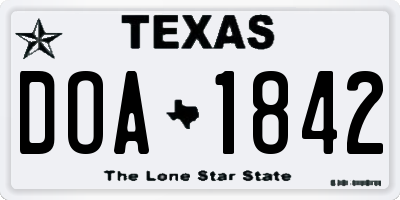 TX license plate DOA1842