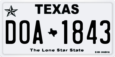 TX license plate DOA1843