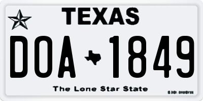 TX license plate DOA1849