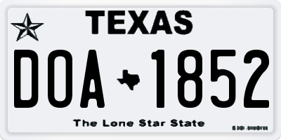 TX license plate DOA1852
