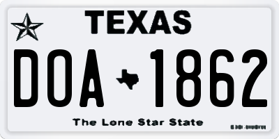 TX license plate DOA1862