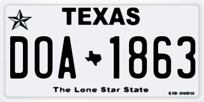 TX license plate DOA1863