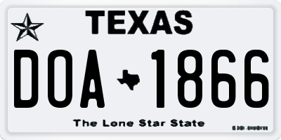 TX license plate DOA1866