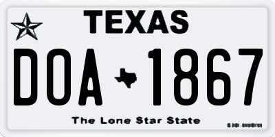 TX license plate DOA1867
