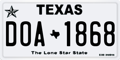 TX license plate DOA1868