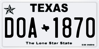 TX license plate DOA1870