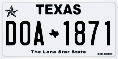TX license plate DOA1871