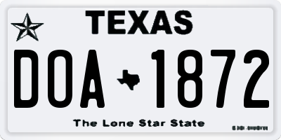 TX license plate DOA1872