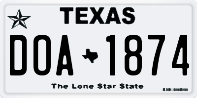 TX license plate DOA1874
