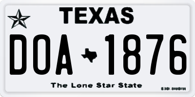 TX license plate DOA1876