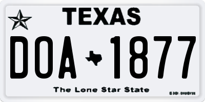 TX license plate DOA1877