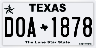 TX license plate DOA1878