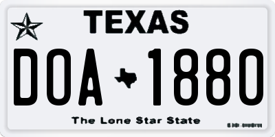 TX license plate DOA1880