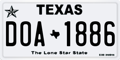 TX license plate DOA1886