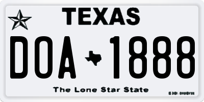 TX license plate DOA1888