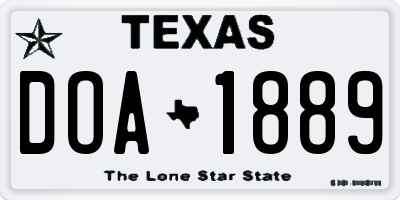 TX license plate DOA1889