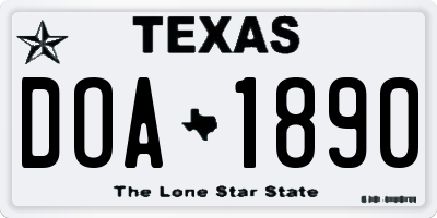 TX license plate DOA1890